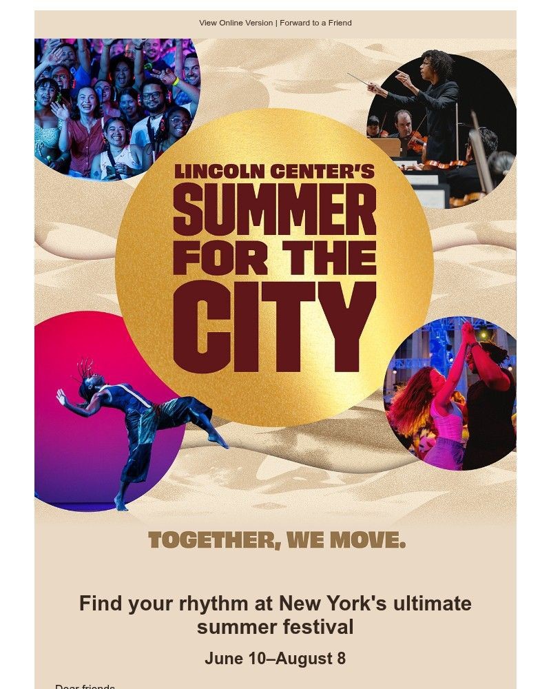 Screenshot of email sent to a Lincoln Center for the Performing Arts Newsletter subscriber