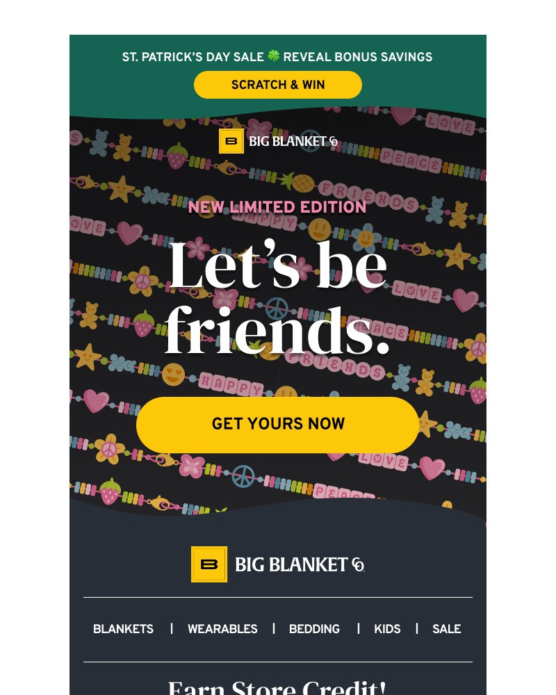 Screenshot of email sent to a Big Blanket Co. Newsletter subscriber