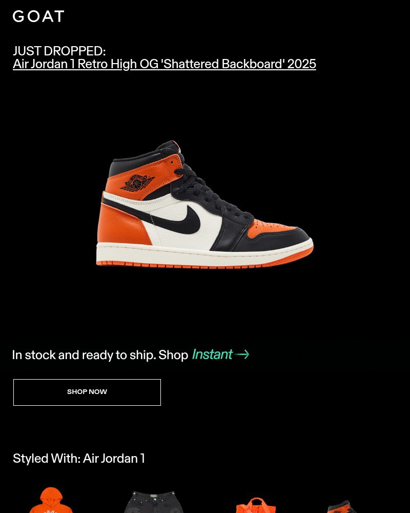 Screenshot of email with subject /media/emails/just-dropped-air-jordan-1-retro-high-og-shattered-backboard-2025-44dd90-cropped-686227c3.jpg