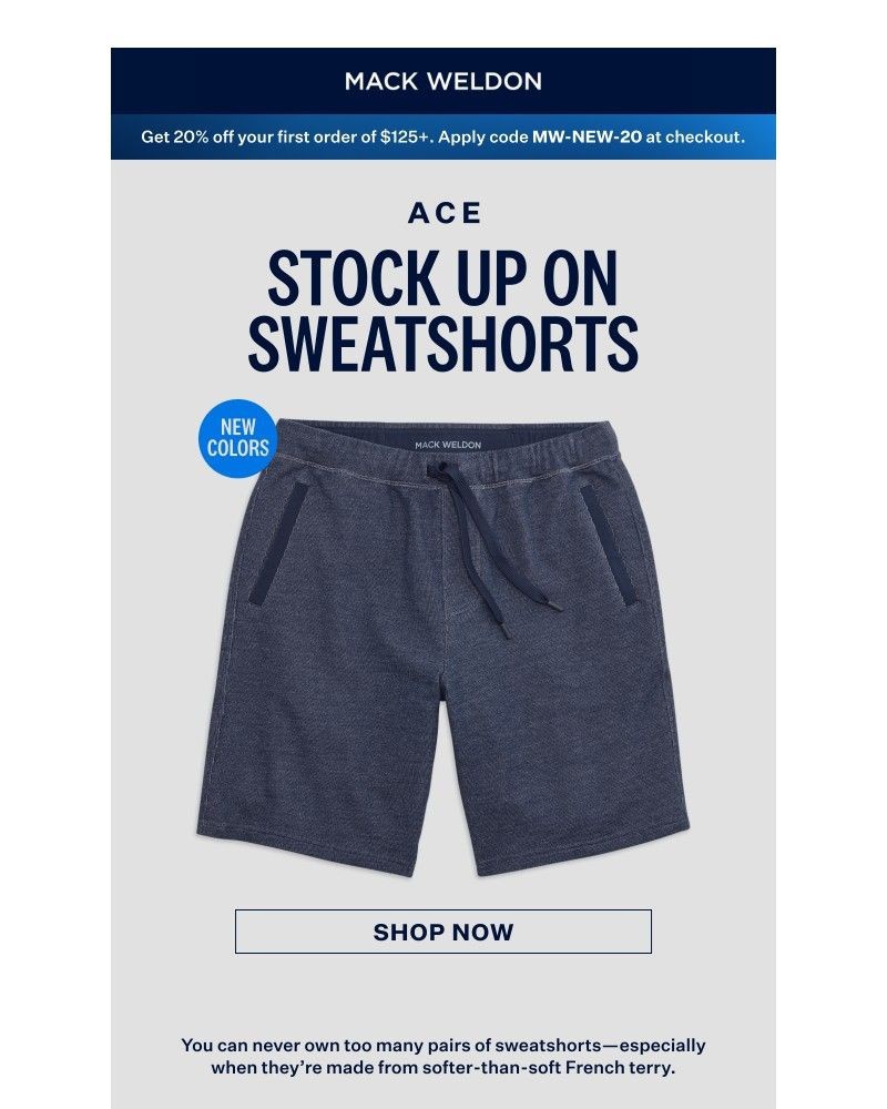 Screenshot of email sent to a Mack Weldon Newsletter subscriber