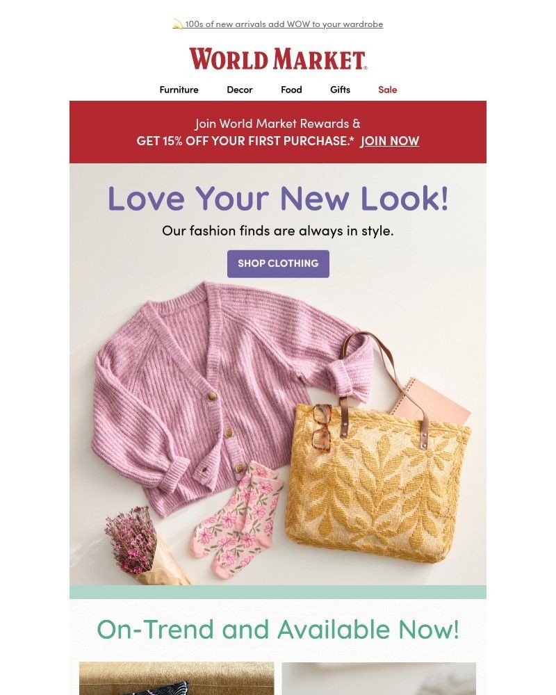 Screenshot of email sent to a World Market Cart abandoner