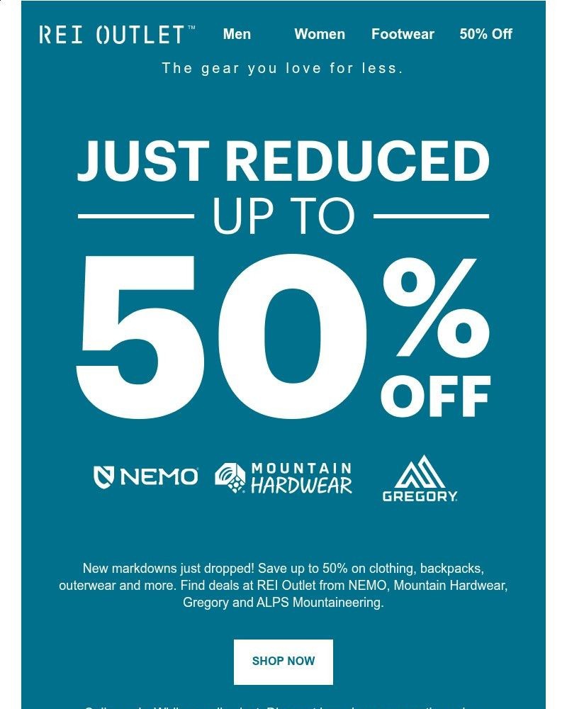 Screenshot of email sent to a REI Co-op Newsletter subscriber
