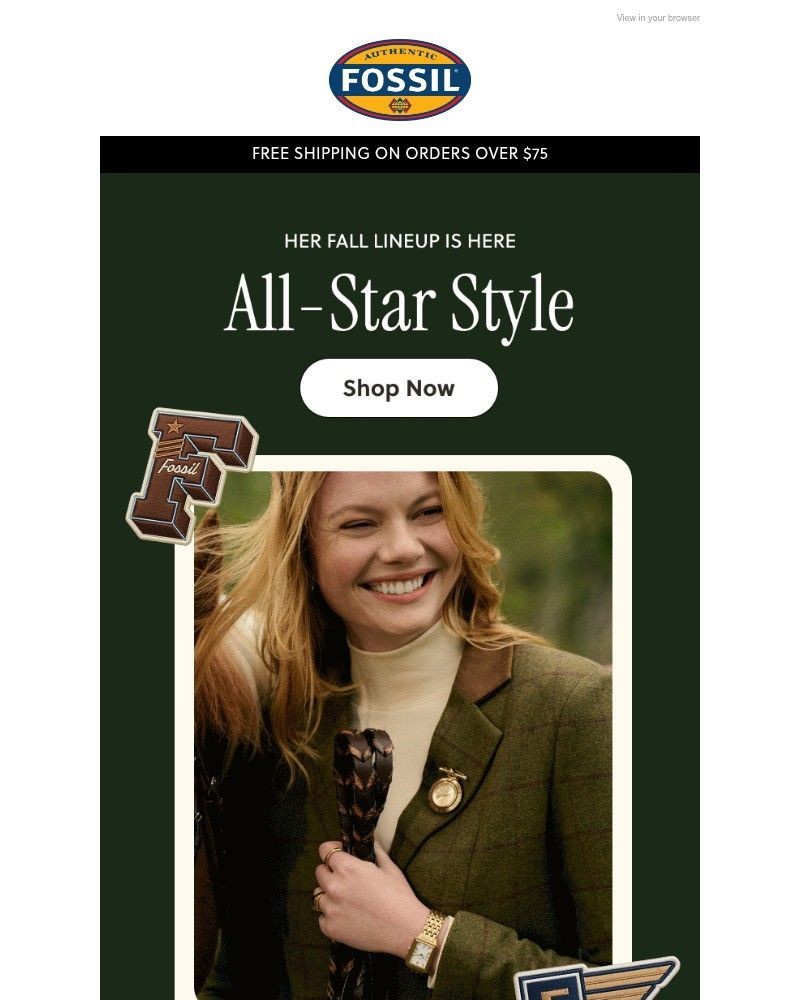 Screenshot of email sent to a Fossil Newsletter subscriber