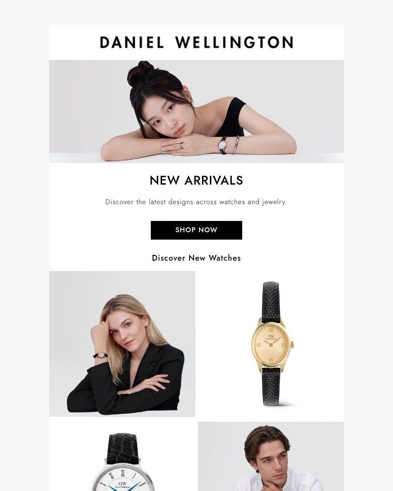 Screenshot of email sent to a Daniel Wellington Newsletter subscriber