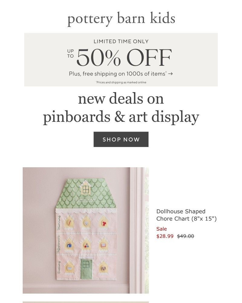 Screenshot of email with subject /media/emails/just-in-new-deals-on-pinboards-art-display-up-to-50-off-619645-cropped-4b11df87.jpg