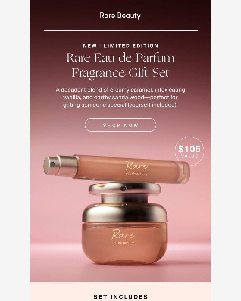 Screenshot of email sent to a Rare Beauty Newsletter subscriber