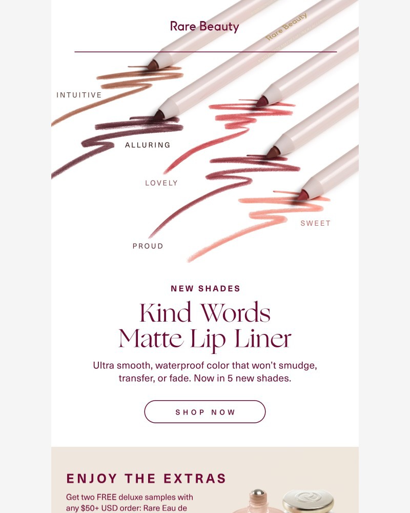 Screenshot of email sent to a Rare Beauty Newsletter subscriber