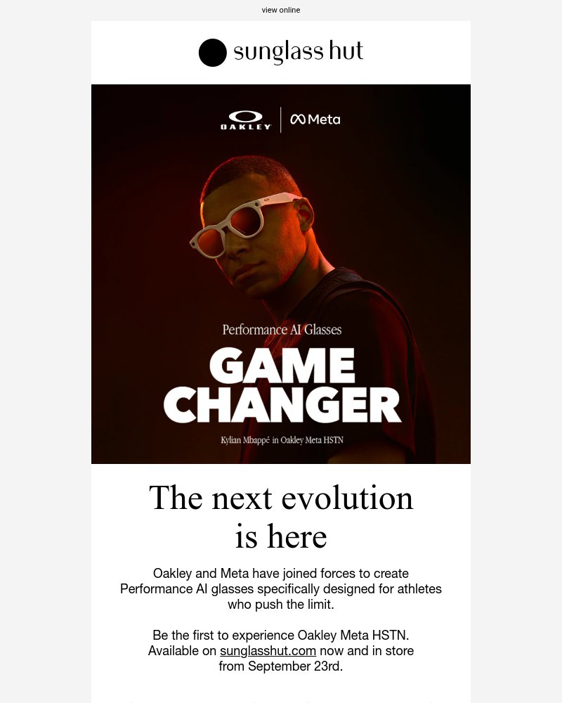 Screenshot of email with subject /media/emails/just-in-oakley-meta-performance-ai-glasses-4a4b56-cropped-6b4863c4.jpg