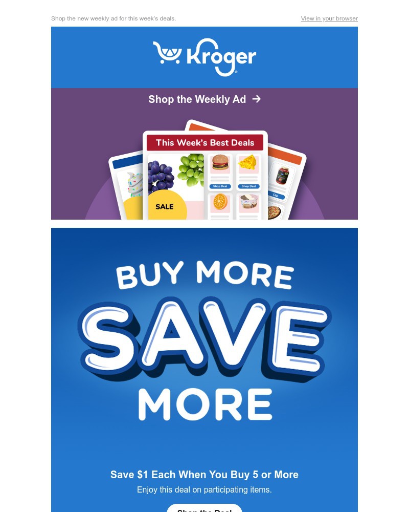 Screenshot of email sent to a Kroger Registered user