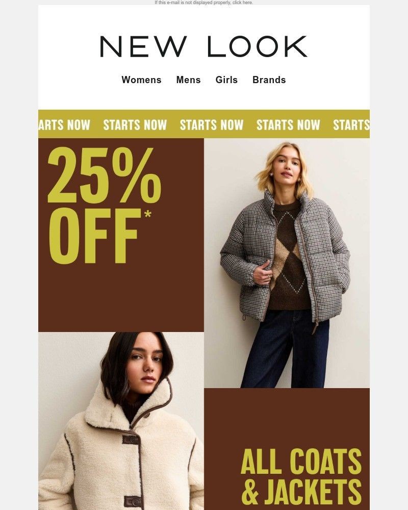 Screenshot of email sent to a New Look Newsletter subscriber