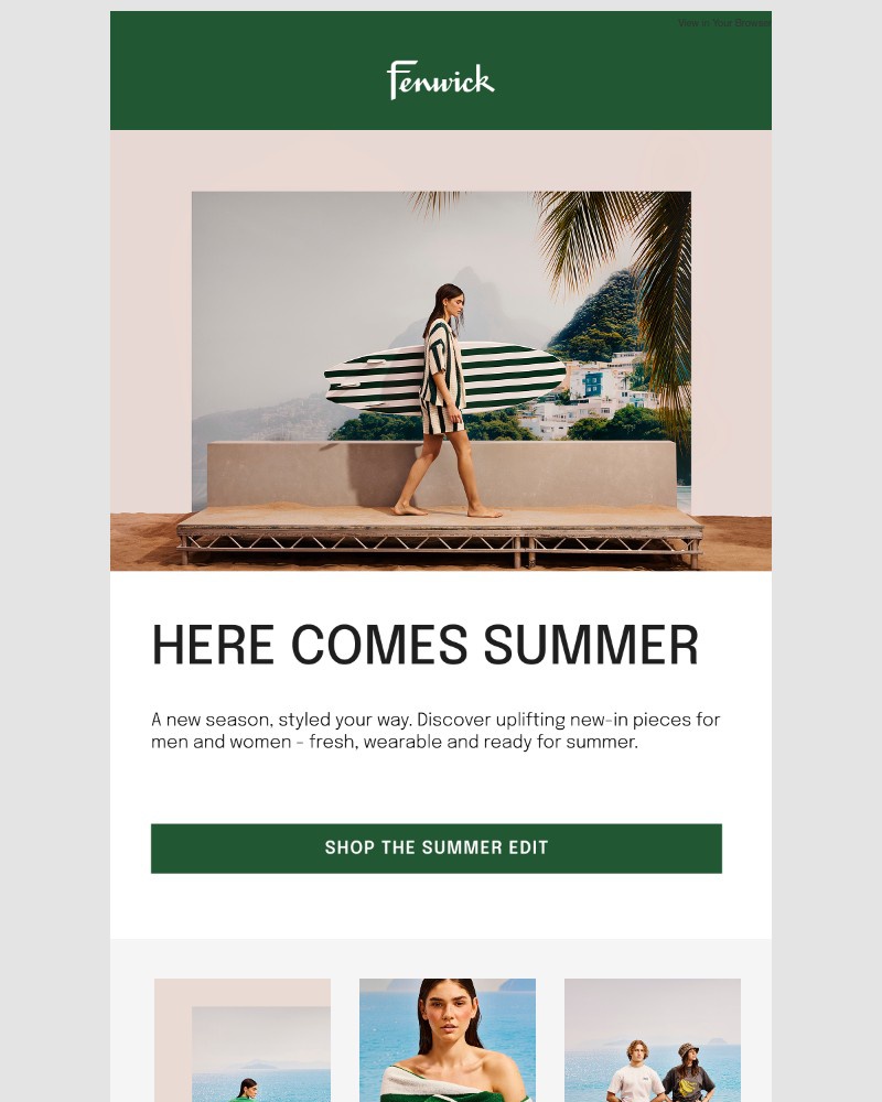 Screenshot of email sent to a Fenwick Newsletter subscriber