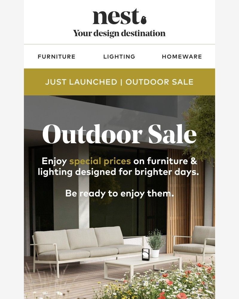 Screenshot of email sent to a Nest Furniture Cart abandoner
