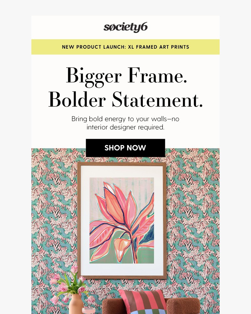 Screenshot of email with subject /media/emails/just-launched-xl-framed-art-prints-400f8c-cropped-a2ac8fcd.jpg