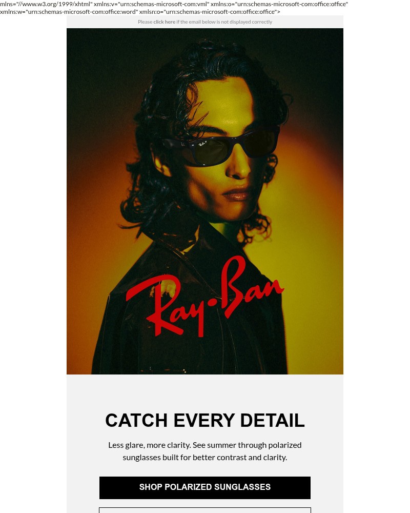 Screenshot of email sent to a Ray-Ban Newsletter subscriber