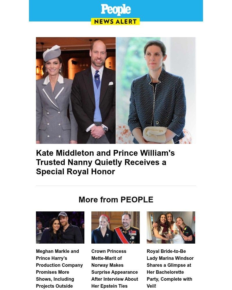 Screenshot of email sent to a People Newsletter subscriber