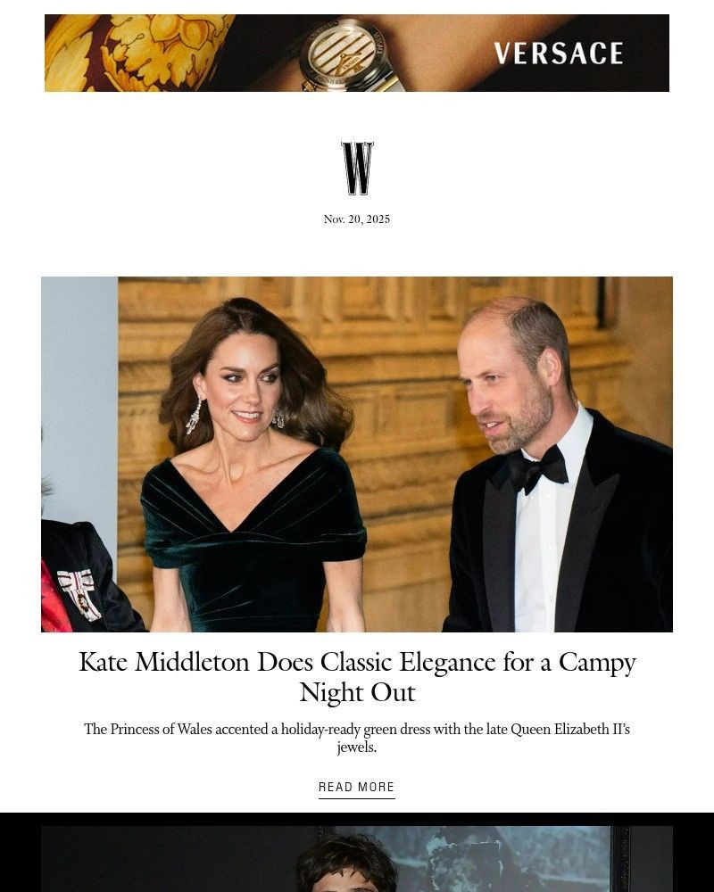 Screenshot of email sent to a W Newsletter subscriber