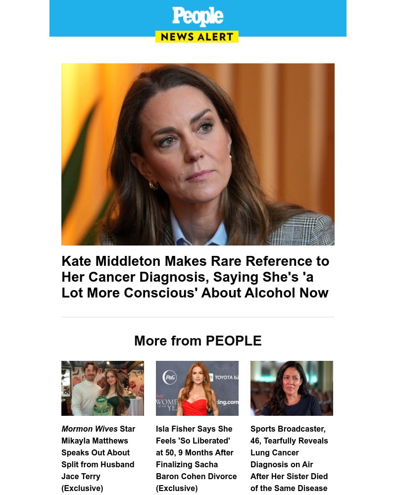 Screenshot of email sent to a People Newsletter subscriber