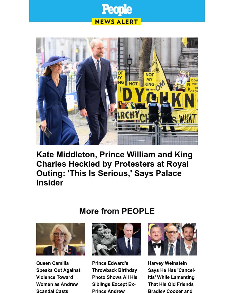 Screenshot of email sent to a People Newsletter subscriber