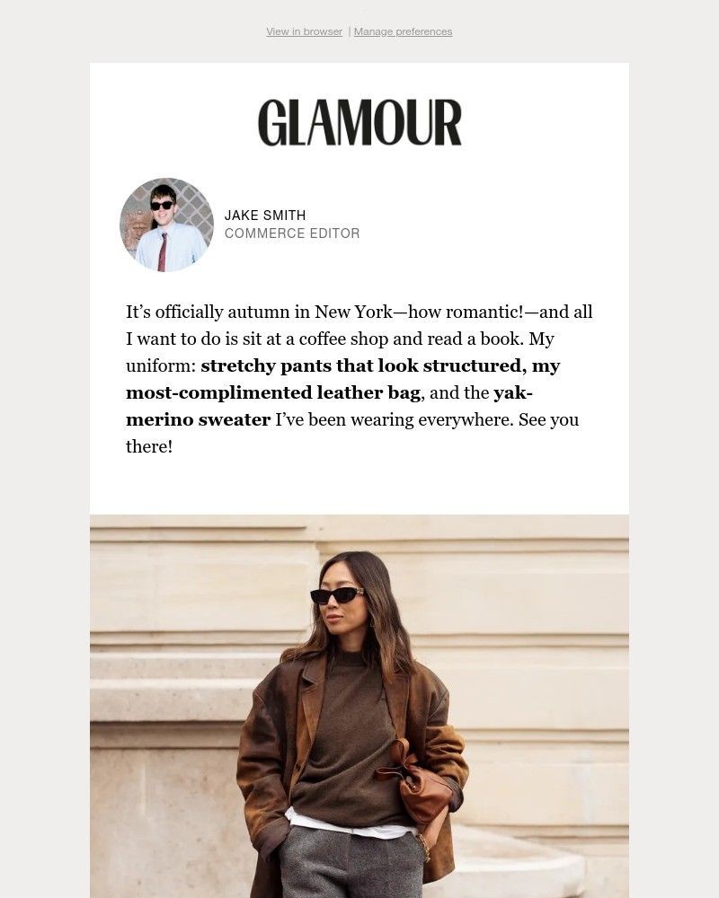 Screenshot of email sent to a Glamour Newsletter subscriber