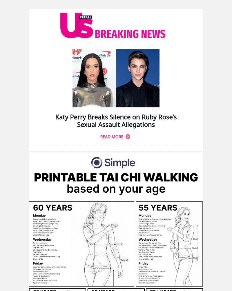 Screenshot of email sent to a Us Weekly Newsletter subscriber