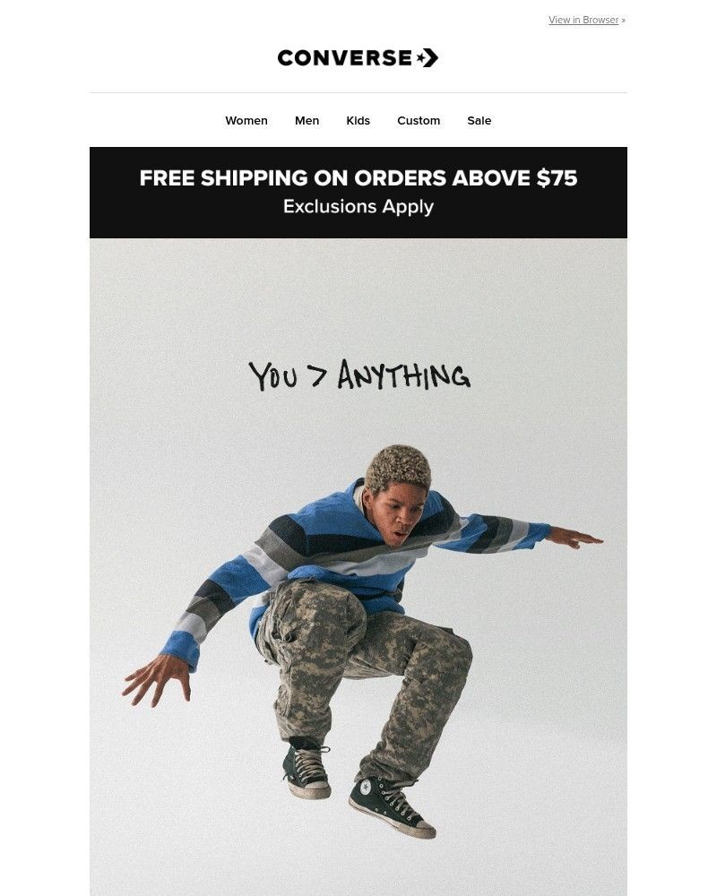 Screenshot of email sent to a Converse Newsletter subscriber