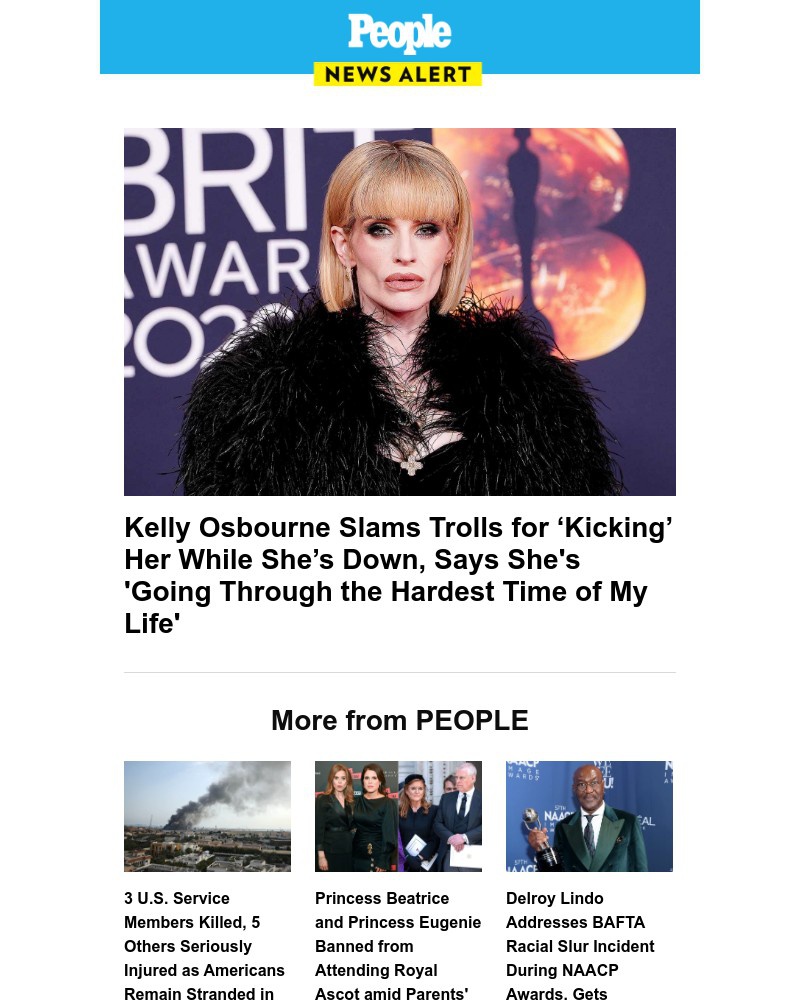 Screenshot of email sent to a People Newsletter subscriber