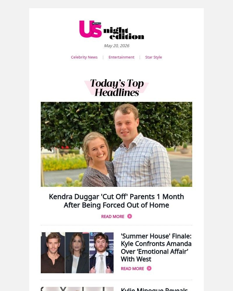 Screenshot of email sent to a Us Weekly Newsletter subscriber