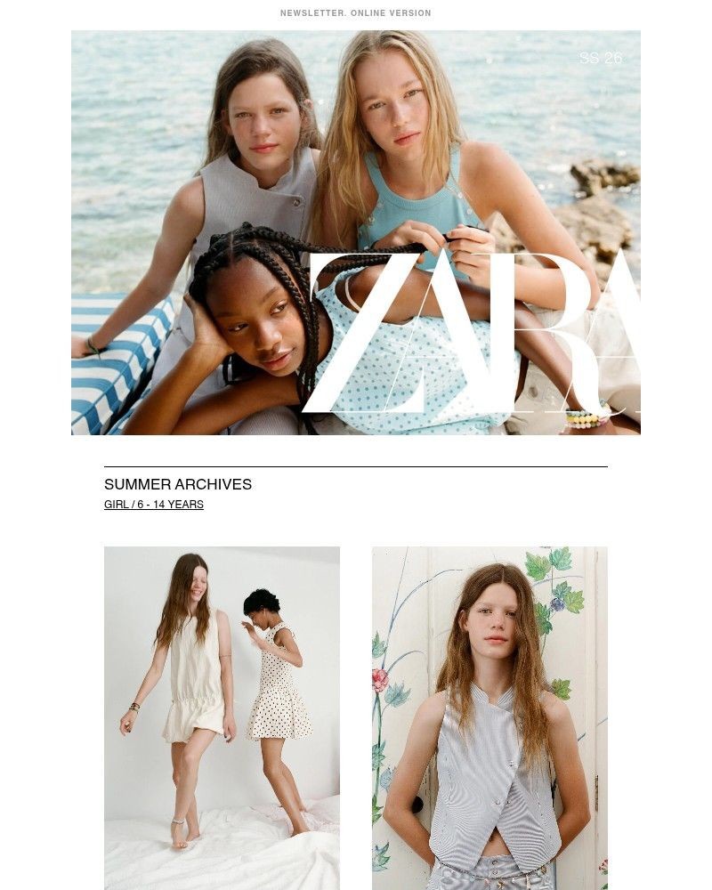 Screenshot of email sent to a Zara Newsletter subscriber