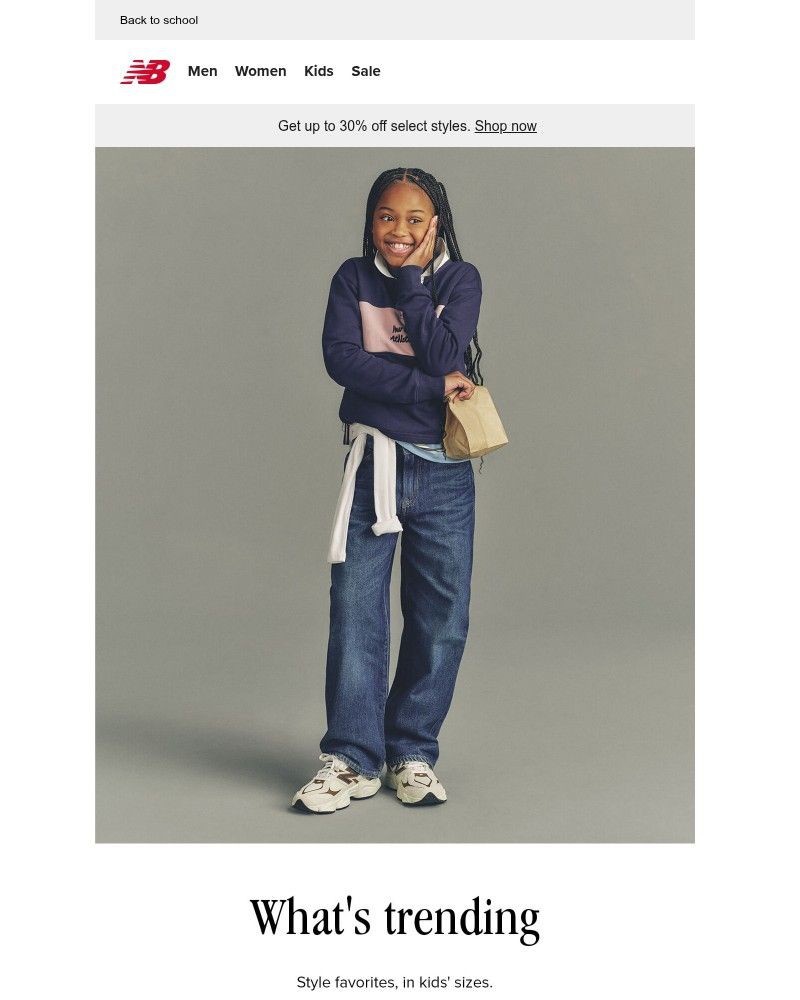 Screenshot of email sent to a New Balance Newsletter subscriber
