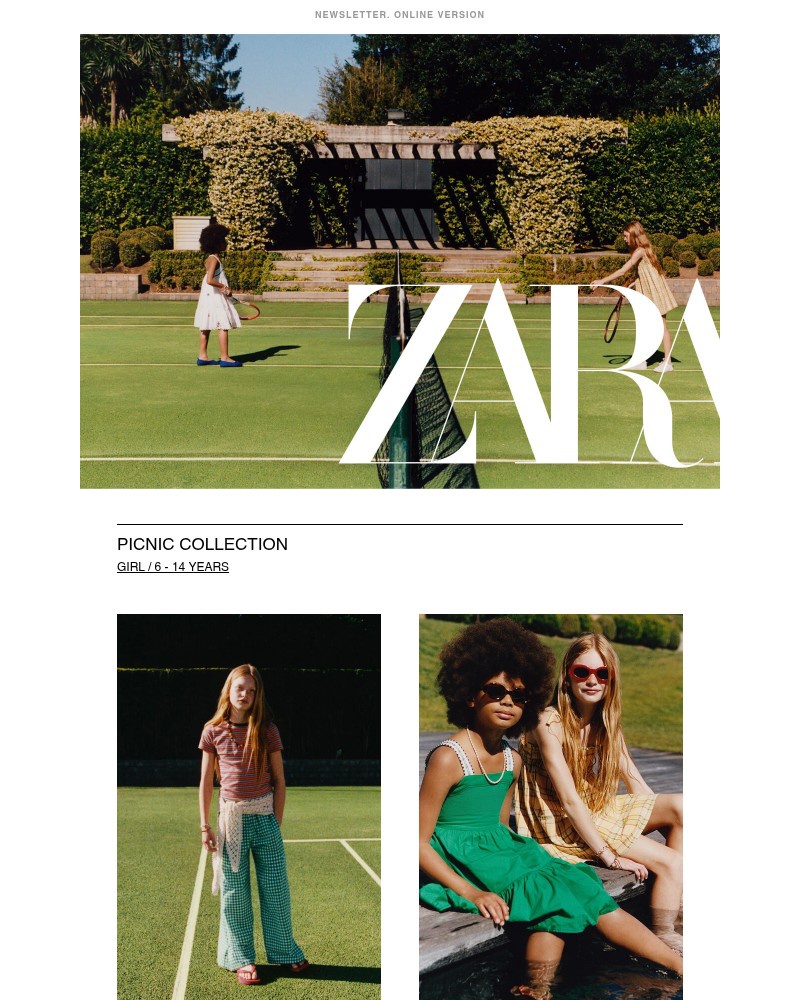 Screenshot of email sent to a Zara Newsletter subscriber