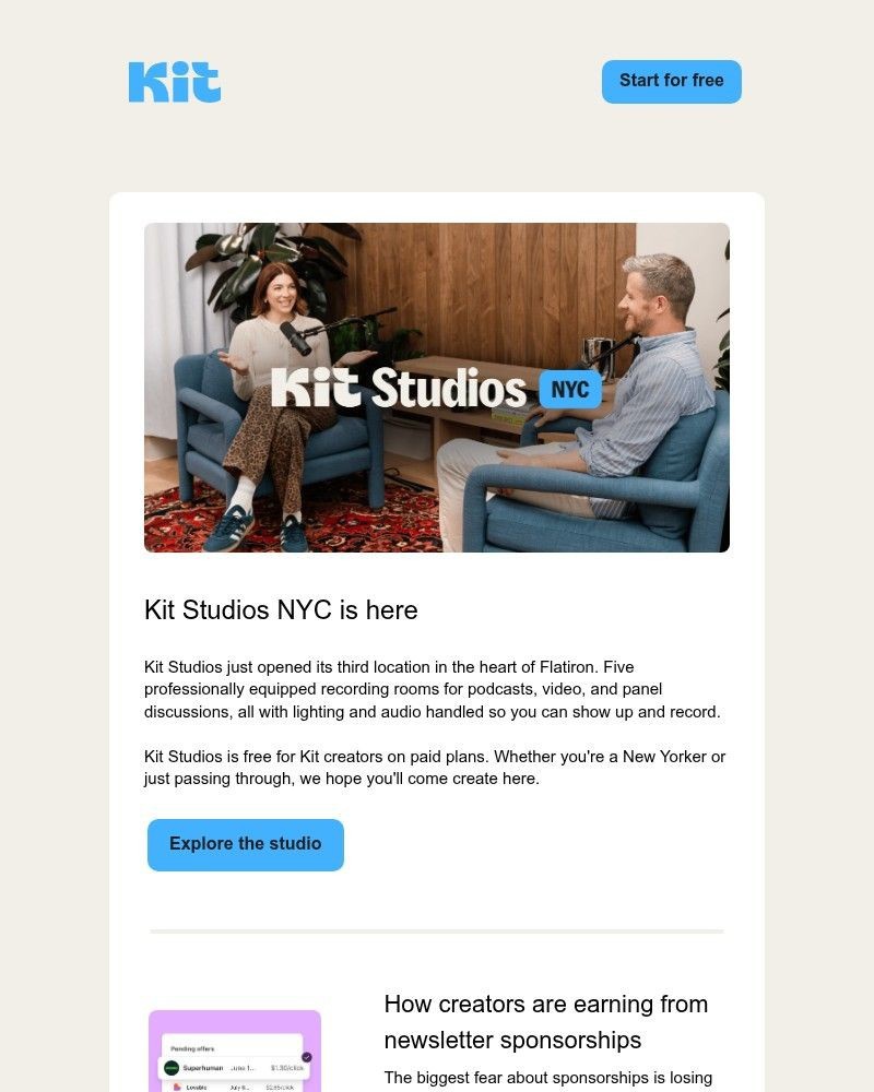 Screenshot of email sent to a ConvertKit Trial user