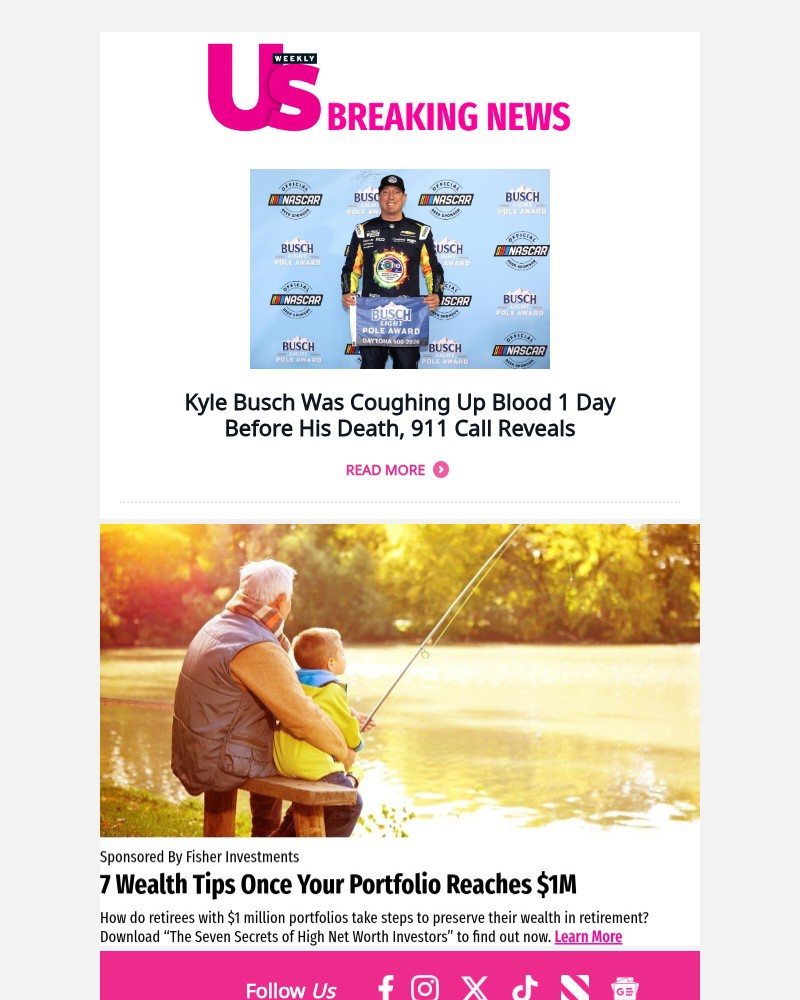 Screenshot of email sent to a Us Weekly Newsletter subscriber