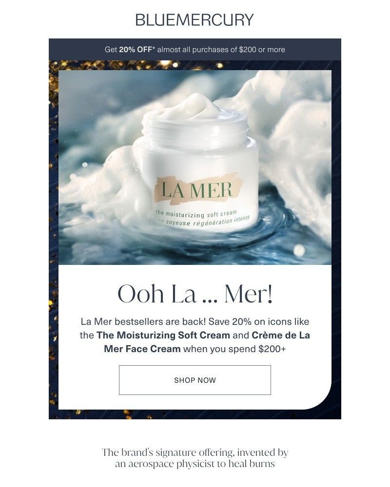 Screenshot of email sent to a Bluemercury Newsletter subscriber