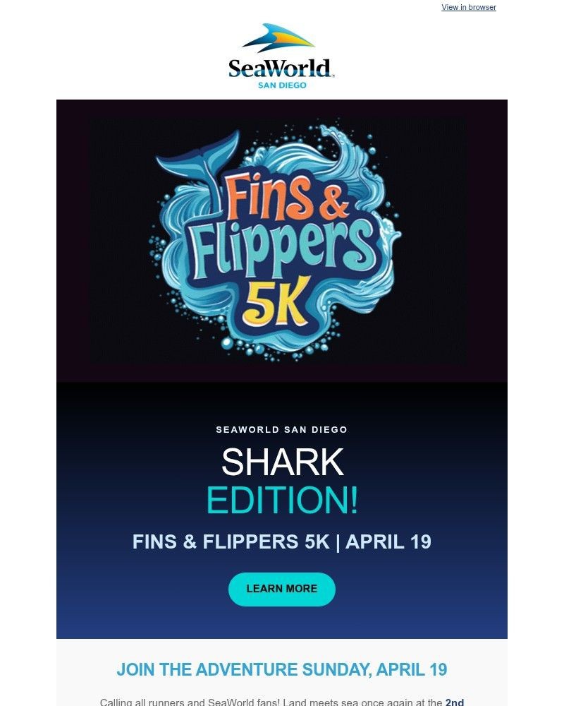 Screenshot of email sent to a Sea World Newsletter subscriber