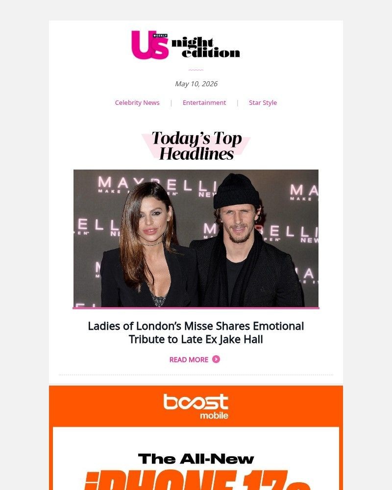Screenshot of email sent to a Us Weekly Newsletter subscriber