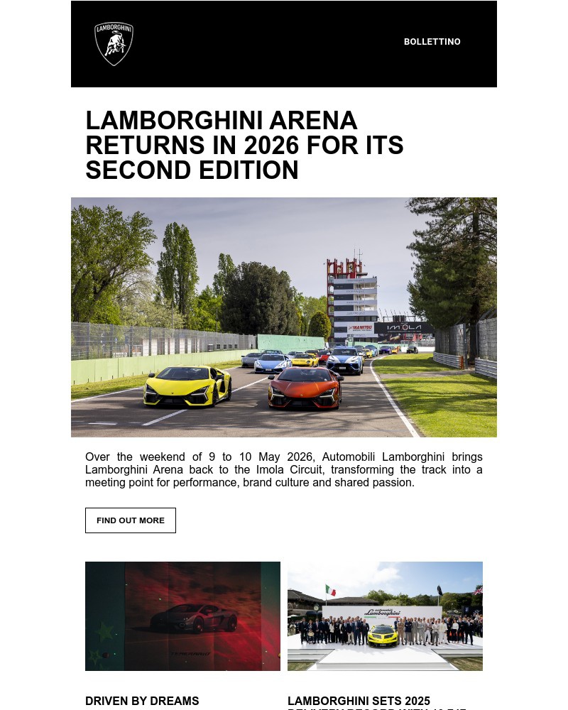 Screenshot of email sent to a Lamborgini Newsletter subscriber