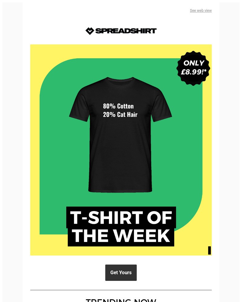 Screenshot of email sent to a Spreadshirt Newsletter subscriber