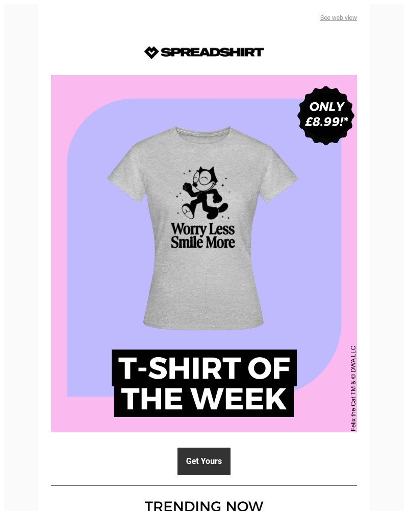 Screenshot of email sent to a Spreadshirt Newsletter subscriber
