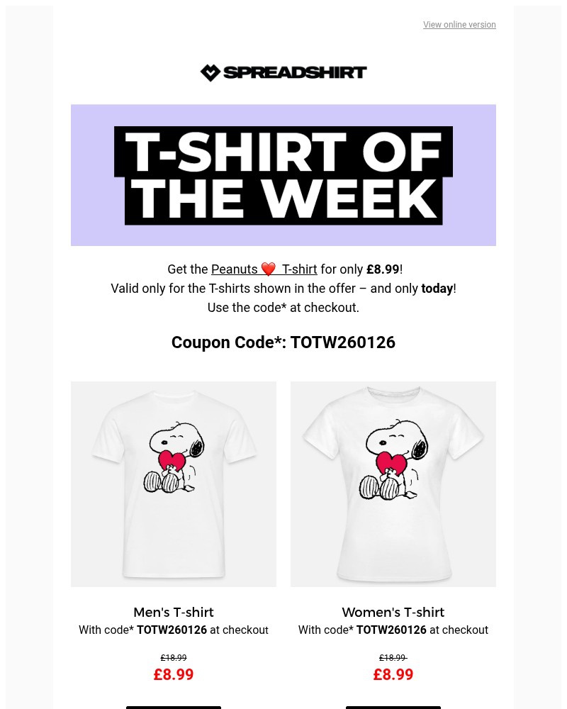 Screenshot of email with subject /media/emails/last-24-hrs-899-for-the-peanuts-t-shirt-of-the-week-8a676e-cropped-42863d55.jpg