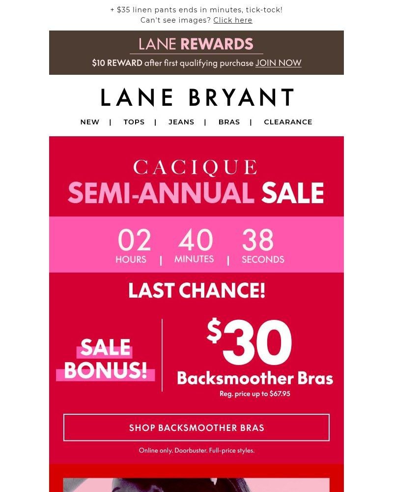 Screenshot of email sent to a Lane Bryant Newsletter subscriber