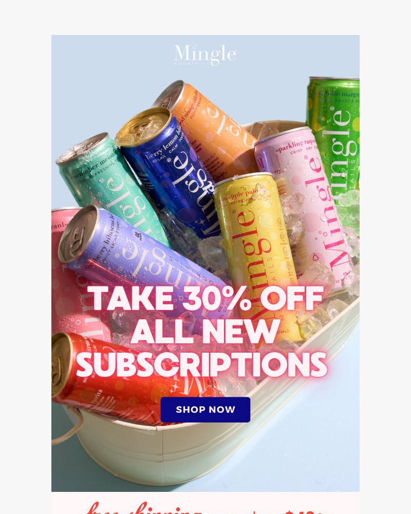 Screenshot of email sent to a Mingle Mocktails Newsletter subscriber
