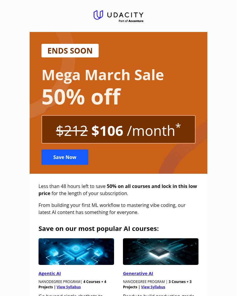 Screenshot of email sent to a Udacity Registered user