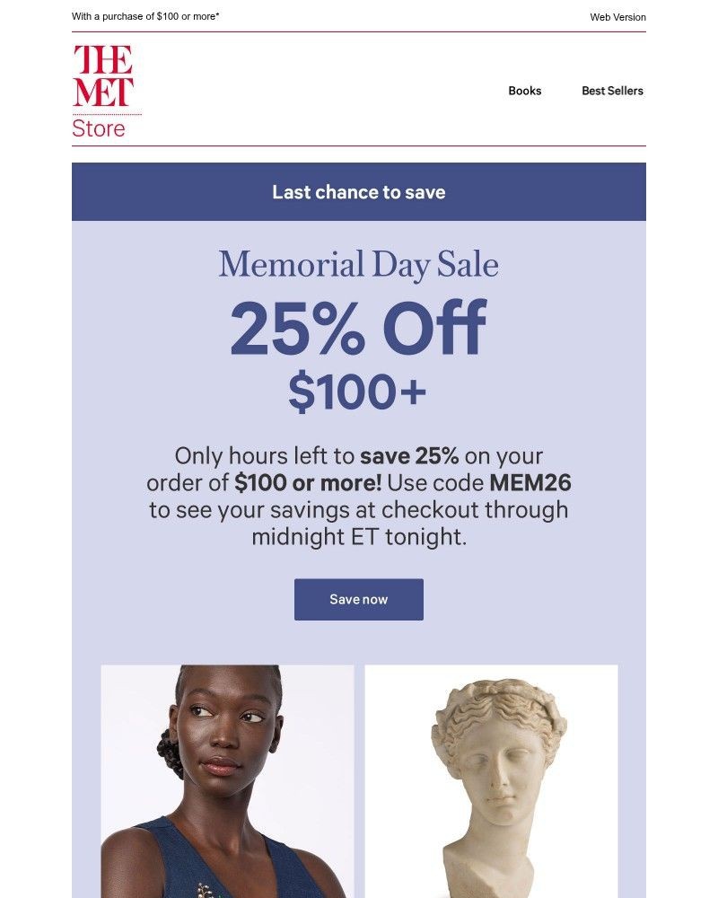 Screenshot of email sent to a The Metropolitan Museum of Art (The Met) Newsletter subscriber