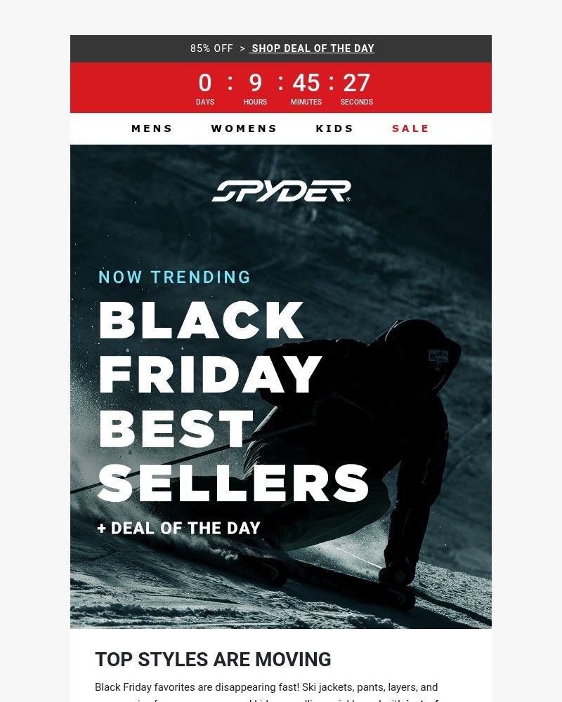 Screenshot of email sent to a Spyder Newsletter subscriber