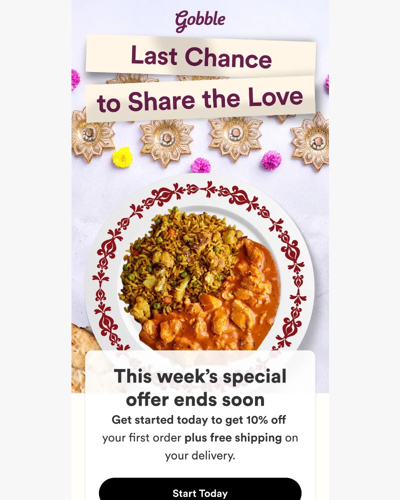 Screenshot of email sent to a Gobble Cart abandoner