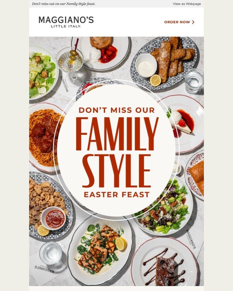 Screenshot of email sent to a Maggiano’s Little Italy Newsletter subscriber
