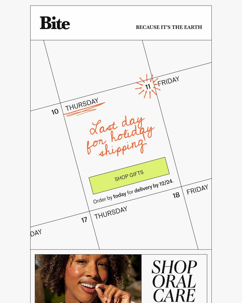 Screenshot of email sent to a Bite Course customer