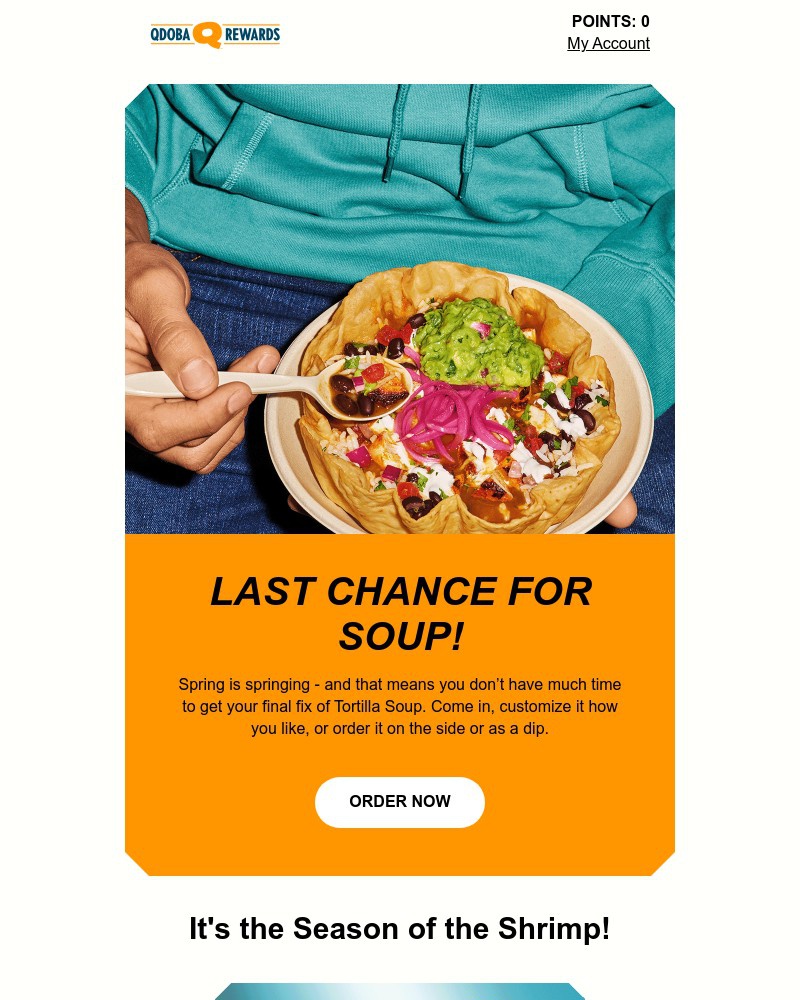 Screenshot of email sent to a Qdoba Registered user