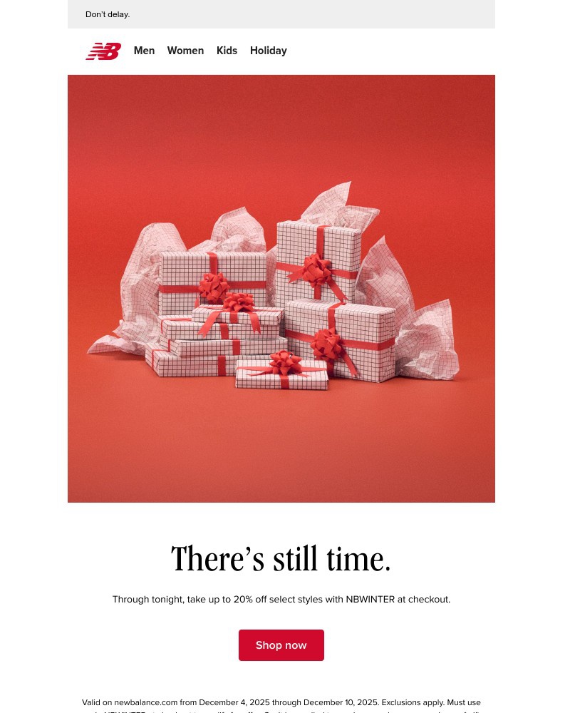 Screenshot of email sent to a New Balance Newsletter subscriber