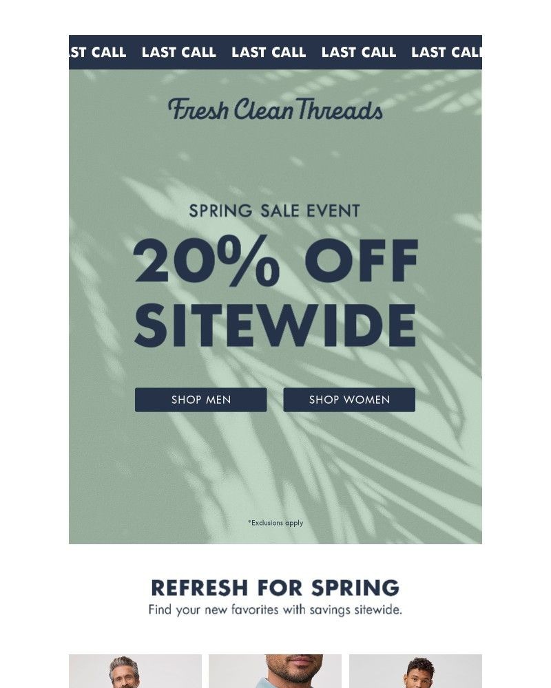 Screenshot of email sent to a Fresh Clean Threads Newsletter subscriber